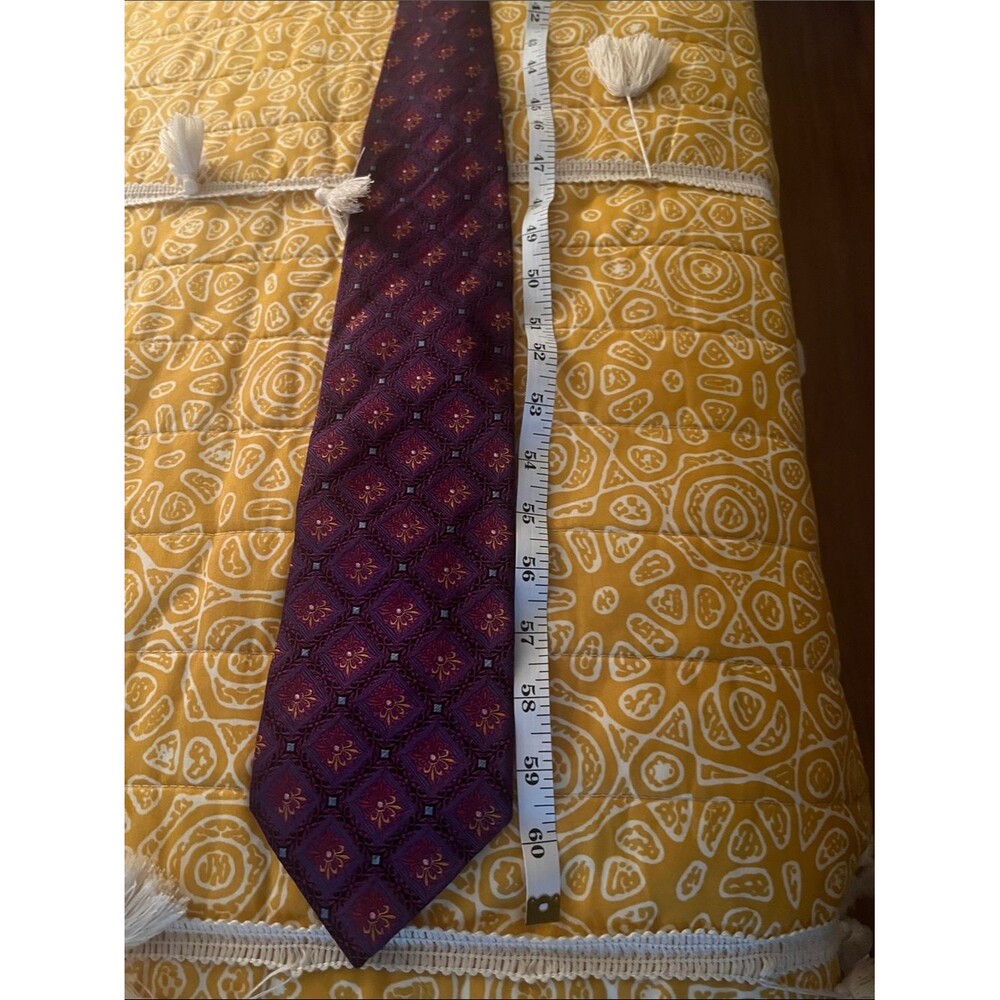 #2173**Henry Jacobson Purple Patterned Men's Silk Tie - Picture 2 of 13